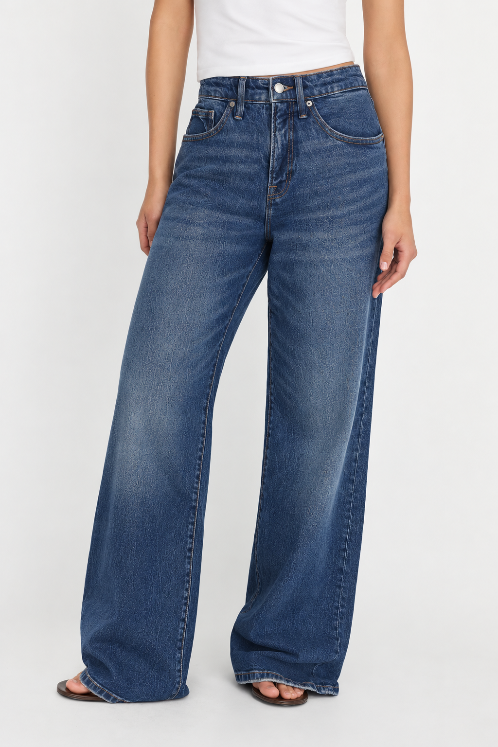 Women's Versatile High Waist Stretchy Denim Wide Leg Jeans, Flexible Multi-Pocket Trousers, Soft Wrinkle-Resistant Pants, Non-Shrinking Durable Streetwear, Figure Flattering Daily Outfits