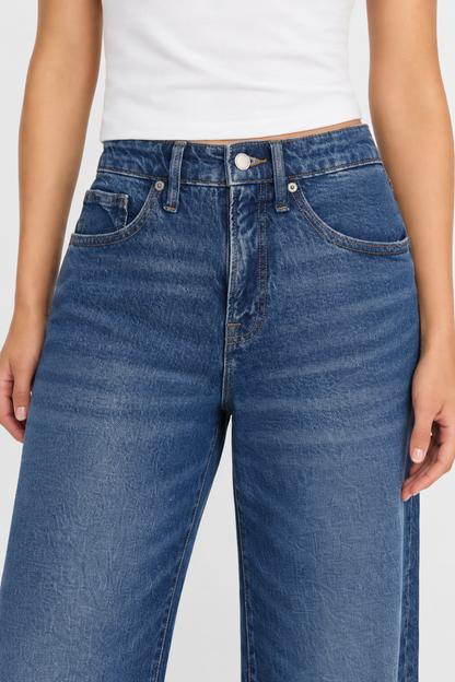 Women's Versatile High Waist Stretchy Denim Wide Leg Jeans, Flexible Multi-Pocket Trousers, Soft Wrinkle-Resistant Pants, Non-Shrinking Durable Streetwear, Figure Flattering Daily Outfits