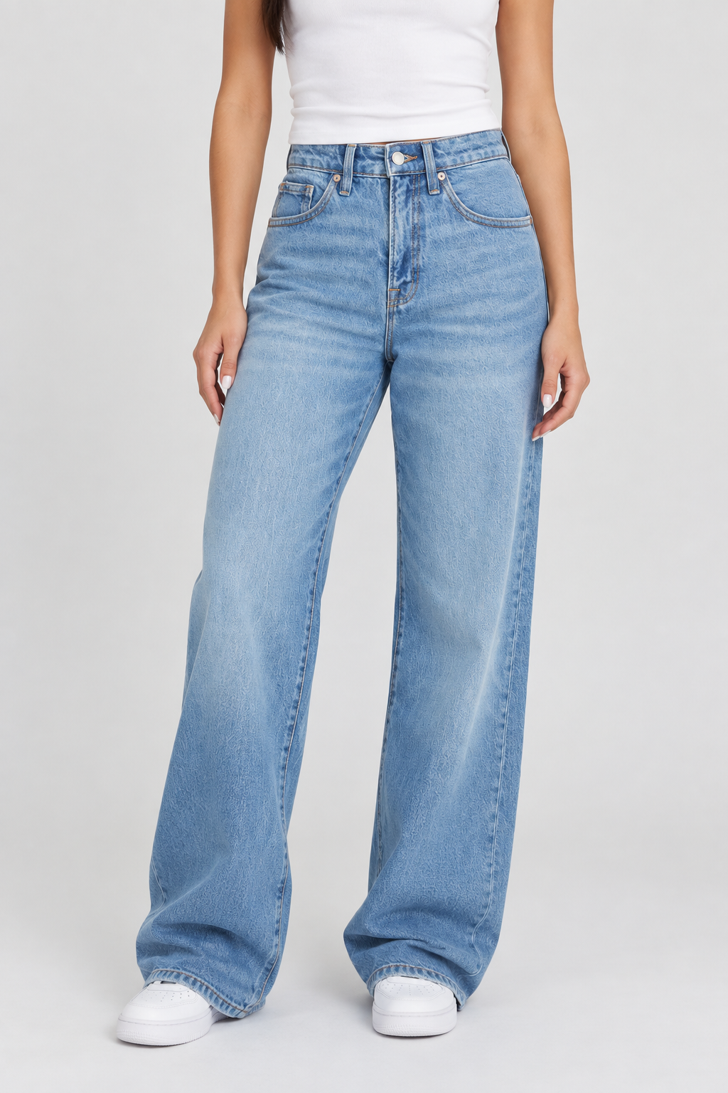 Women's Versatile High Waist Stretchy Denim Wide Leg Jeans, Flexible Multi-Pocket Trousers, Soft Wrinkle-Resistant Pants, Non-Shrinking Durable Streetwear, Figure Flattering Daily Outfits