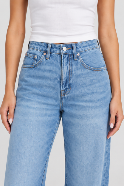 Women's Versatile High Waist Stretchy Denim Wide Leg Jeans, Flexible Multi-Pocket Trousers, Soft Wrinkle-Resistant Pants, Non-Shrinking Durable Streetwear, Figure Flattering Daily Outfits